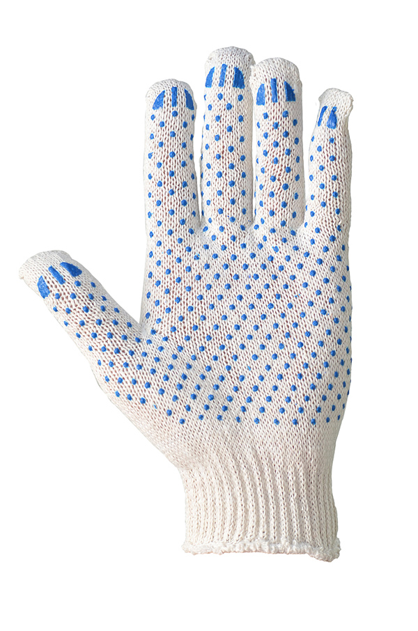 Cotton gloves with PVC coating, white, 10 class, STANDARD