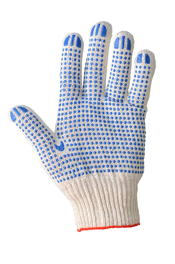 Cotton gloves with PVC coating, white, 10 class, PREMIUM